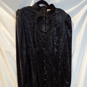 NWT Vintage Frontier Velvet Dress Black Size 11 Button Accent Zip